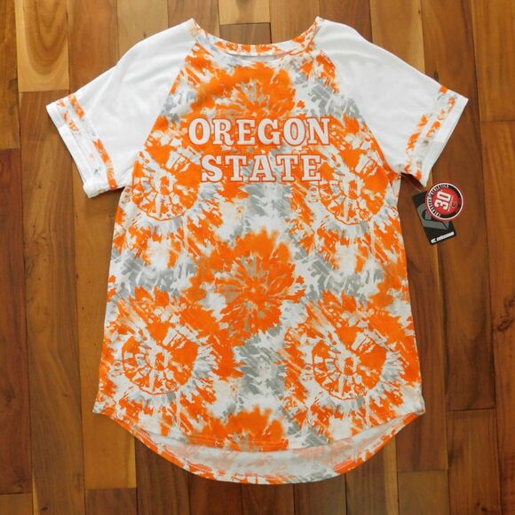 Oregon State Women's XL Orange Tie Dye Tshirt Tee Scoop Neck Short Sleeve NWT - Picture 1 of 12